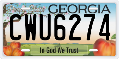 GA license plate CWU6274
