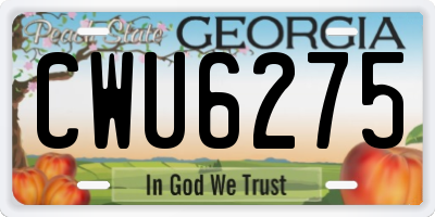 GA license plate CWU6275