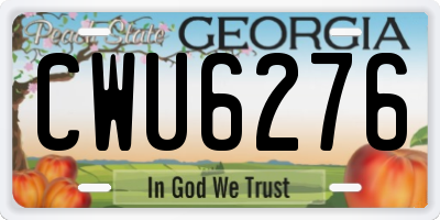 GA license plate CWU6276