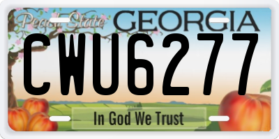 GA license plate CWU6277