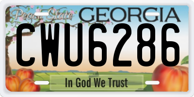 GA license plate CWU6286