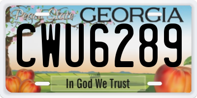 GA license plate CWU6289