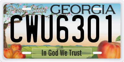 GA license plate CWU6301