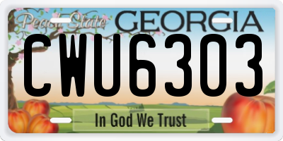 GA license plate CWU6303