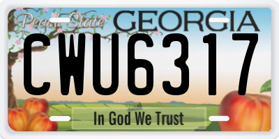 GA license plate CWU6317
