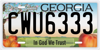 GA license plate CWU6333