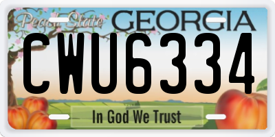 GA license plate CWU6334