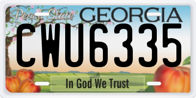 GA license plate CWU6335