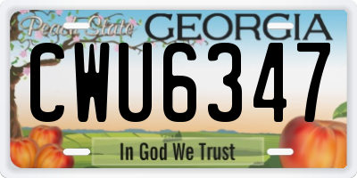 GA license plate CWU6347