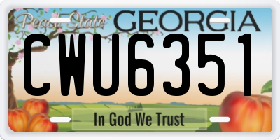GA license plate CWU6351