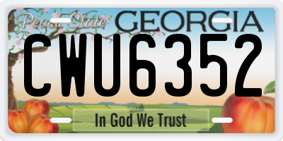 GA license plate CWU6352