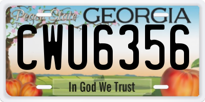 GA license plate CWU6356