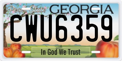 GA license plate CWU6359