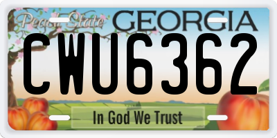 GA license plate CWU6362