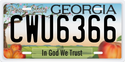 GA license plate CWU6366