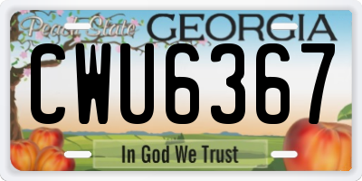 GA license plate CWU6367