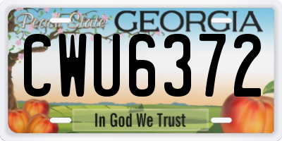 GA license plate CWU6372
