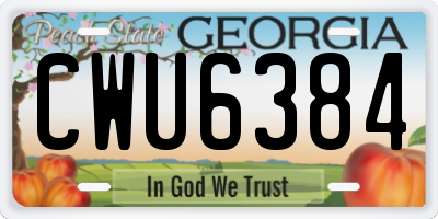 GA license plate CWU6384