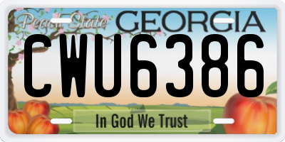 GA license plate CWU6386