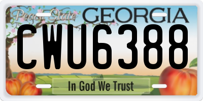 GA license plate CWU6388