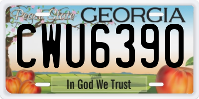 GA license plate CWU6390