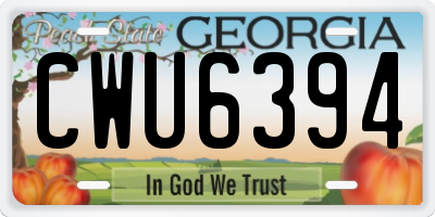 GA license plate CWU6394