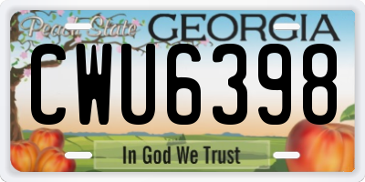 GA license plate CWU6398