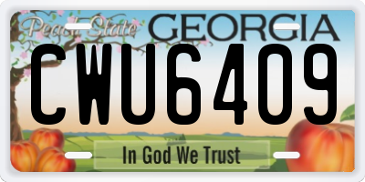GA license plate CWU6409