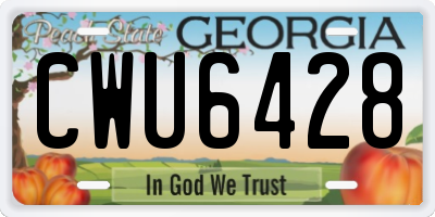 GA license plate CWU6428