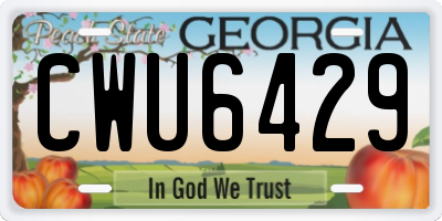 GA license plate CWU6429