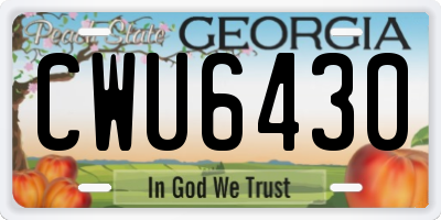 GA license plate CWU6430