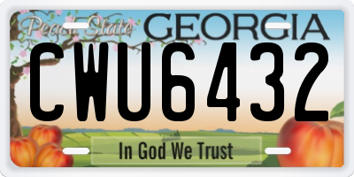 GA license plate CWU6432