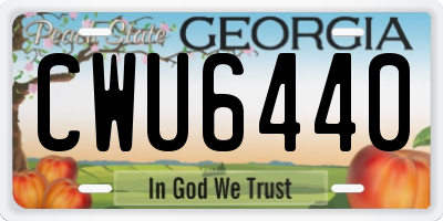 GA license plate CWU6440