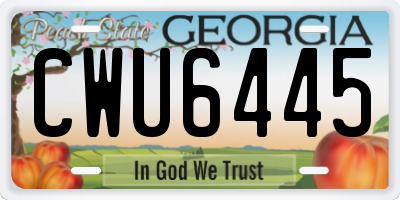 GA license plate CWU6445