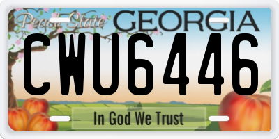 GA license plate CWU6446