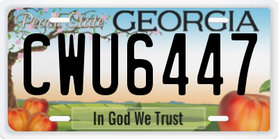 GA license plate CWU6447