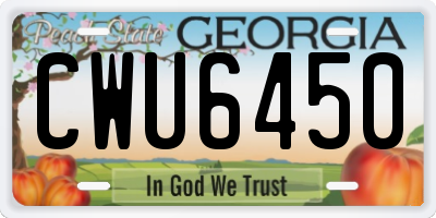 GA license plate CWU6450