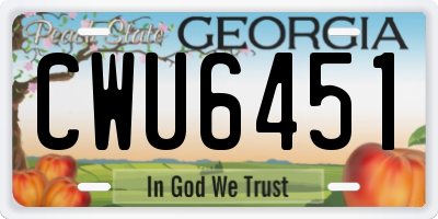 GA license plate CWU6451