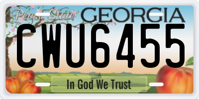 GA license plate CWU6455