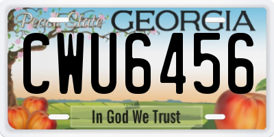 GA license plate CWU6456