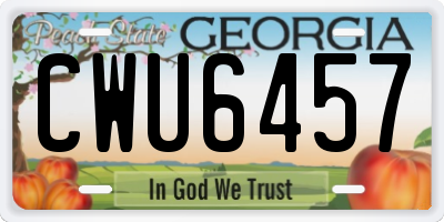 GA license plate CWU6457