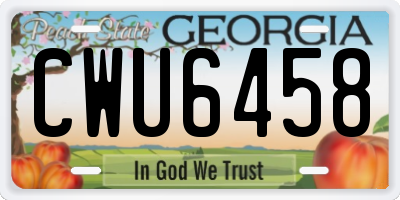 GA license plate CWU6458