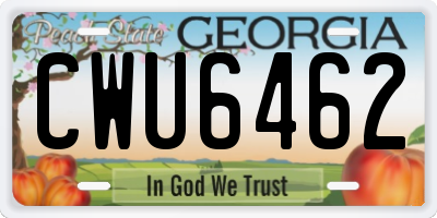 GA license plate CWU6462