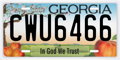 GA license plate CWU6466