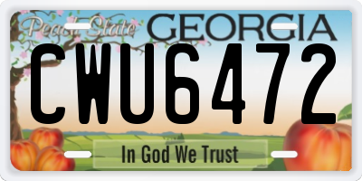 GA license plate CWU6472