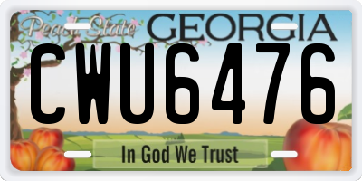 GA license plate CWU6476
