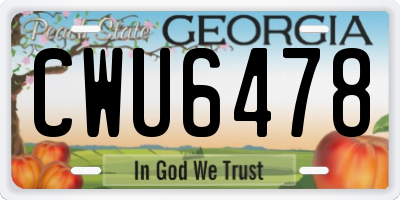 GA license plate CWU6478