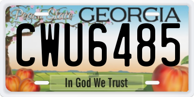 GA license plate CWU6485
