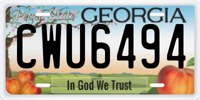 GA license plate CWU6494