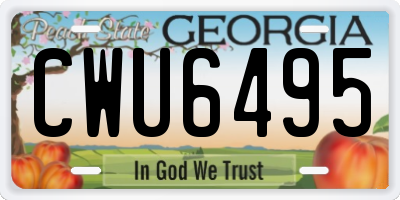 GA license plate CWU6495